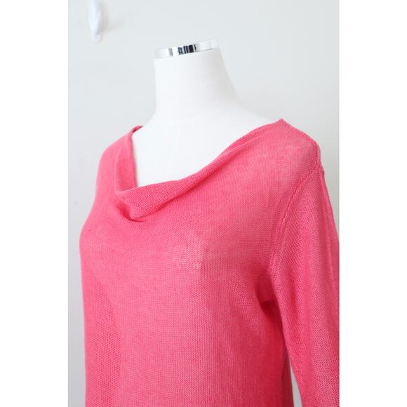 Habitat Size S 100% Linen Draped Neck Knit Blouse 3/4 Sleeve Pink - Picture 4 of 10
